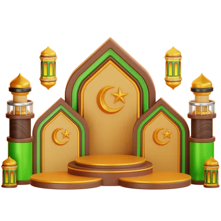 Podium du ramadan islamique  3D Illustration