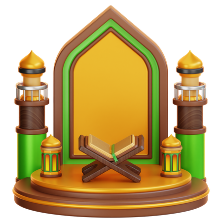 Podium du ramadan islamique  3D Illustration