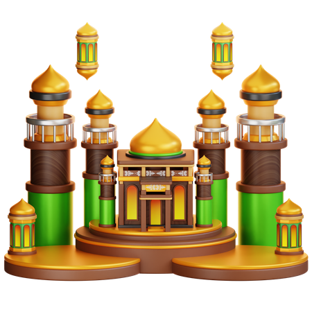 Podium du ramadan islamique  3D Illustration