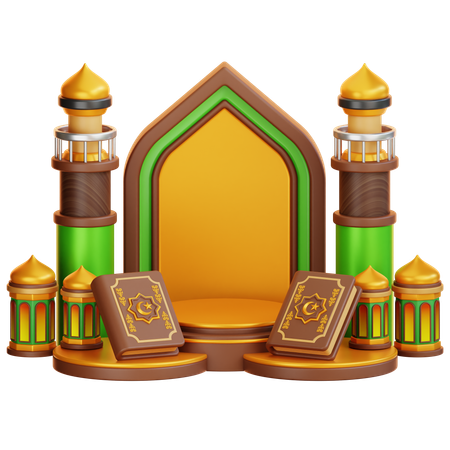 Podium du ramadan islamique  3D Illustration