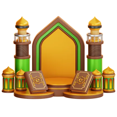 Podium du ramadan islamique  3D Illustration