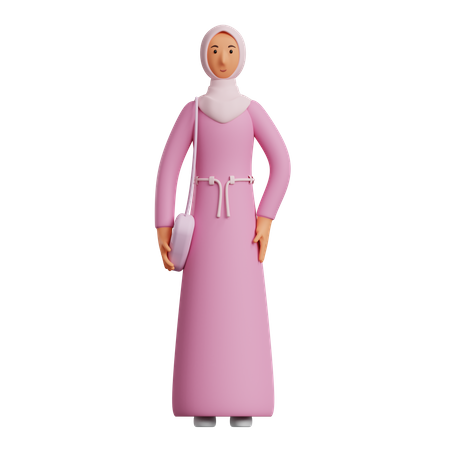Islamische Frau mit Handtasche  3D Illustration