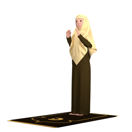 Islamische Frau in Takbir-Pose  3D Illustration