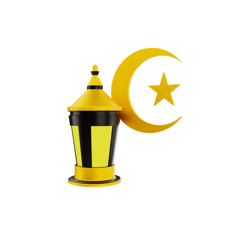 3 D Render Islamische Lampe Mond Illustration 3D Icon