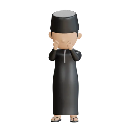 Islamischer Junge beim Gebet  3D Illustration