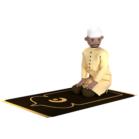 Islamischer Mann in Salam-Pose  3D Illustration