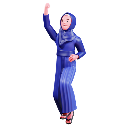 Islamisches Mädchen springt in die Luft  3D Illustration