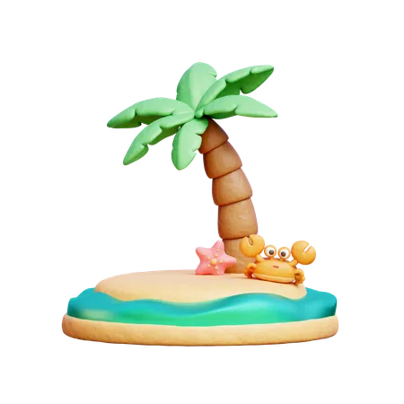 3 D Island Summer Beach Element 3D Icon