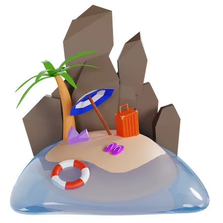 Island  3D Illustration