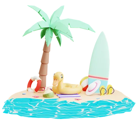 Island  3D Illustration