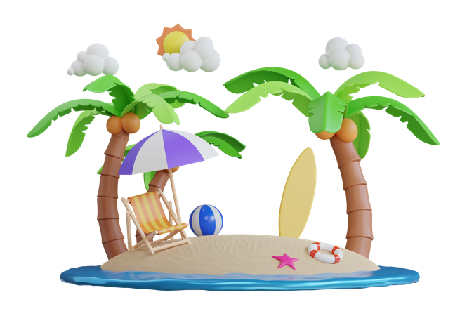 Island  3D Illustration