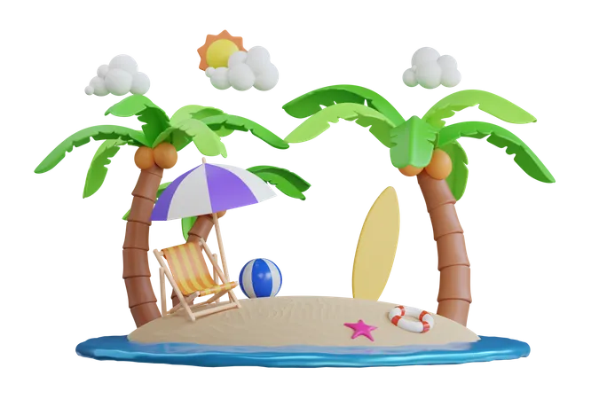 Island  3D Illustration