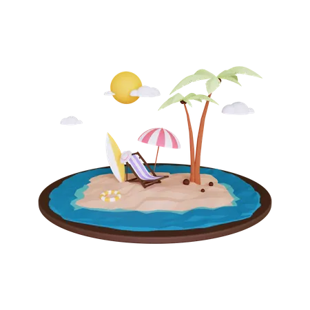 Island  3D Illustration