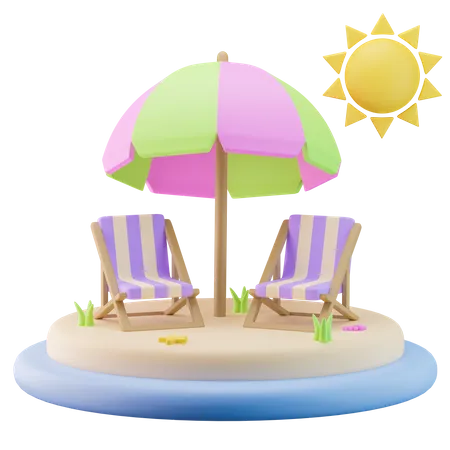 Island Beach Chairs  3D Icon