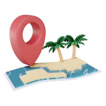 Island Location  3D Illustration