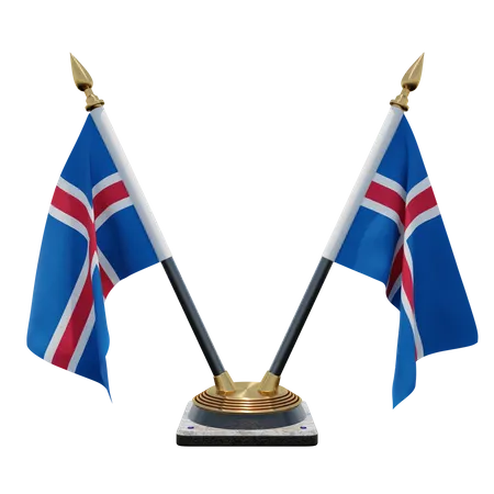 Soporte de bandera de escritorio doble de Islandia  3D Flag