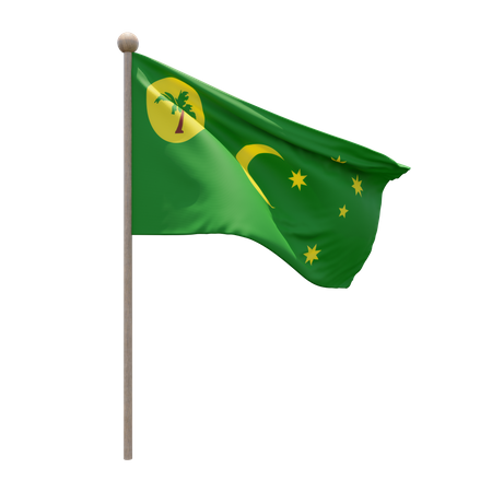 Asta de bandera de las islas cocos keeling  3D Flag