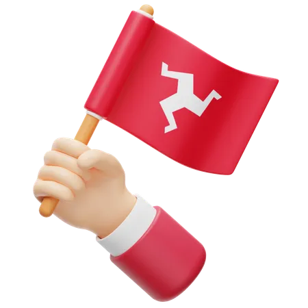 Isle of Man Flagge in der Hand  3D Icon