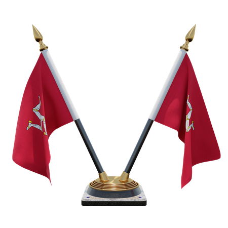 Doppelter Tischflaggenständer der Isle of Mann  3D Flag