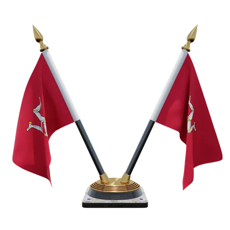 Doppelter Tischflaggenständer der Isle of Mann  3D Flag