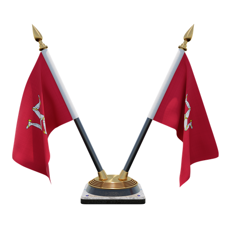 Isle of Mann Double Desk Flag Stand  3D Flag