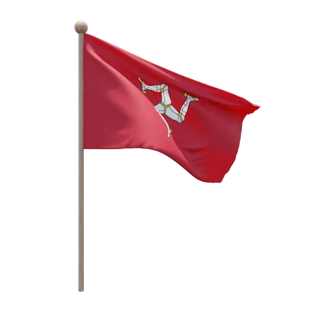 Isle of Mann Flag Pole  3D Flag