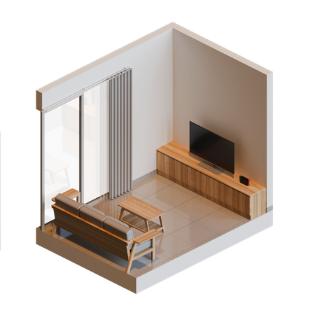 Isometric Living Room  3D Icon