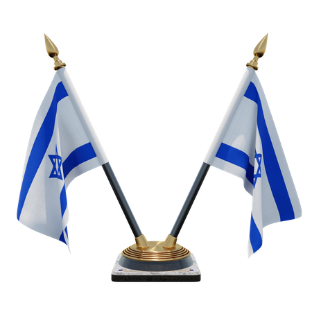 Doppelter Tischflaggenständer für Israel  3D Flag