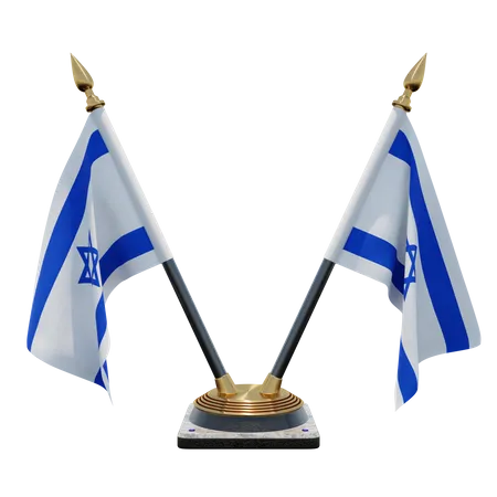 Doppelter Tischflaggenständer für Israel  3D Flag