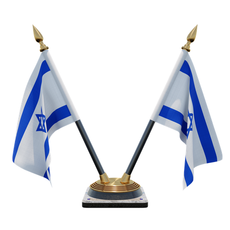 Suporte de bandeira de mesa dupla (V) de Israel  3D Icon