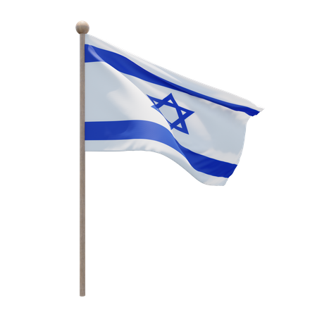 Israel Flag Pole  3D Illustration