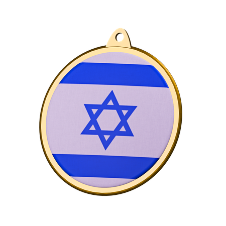 Medaillenabzeichen mit der israelischen Flagge  3D Icon