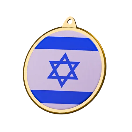 Medaillenabzeichen mit der israelischen Flagge  3D Icon