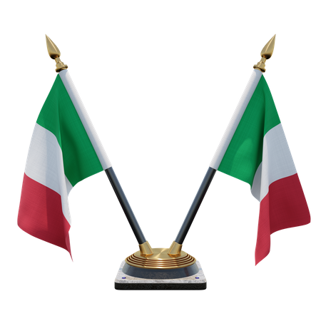 Support de drapeau de bureau double Italie  3D Flag