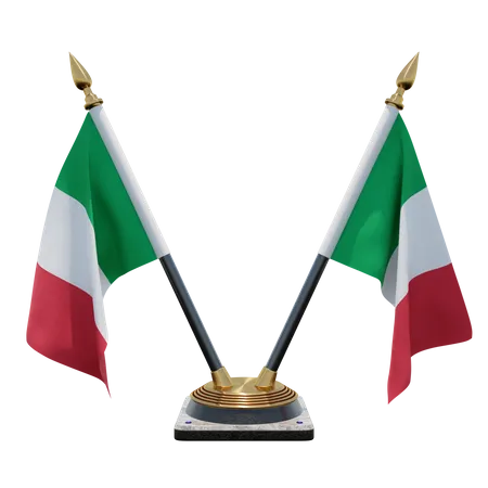 Support de drapeau de bureau double Italie  3D Flag