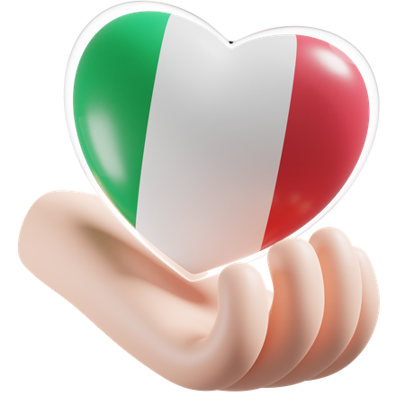 Soins des mains coeur drapeau Italie  3D Icon