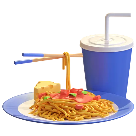 Italienische Pasta mit Soda  3D Illustration