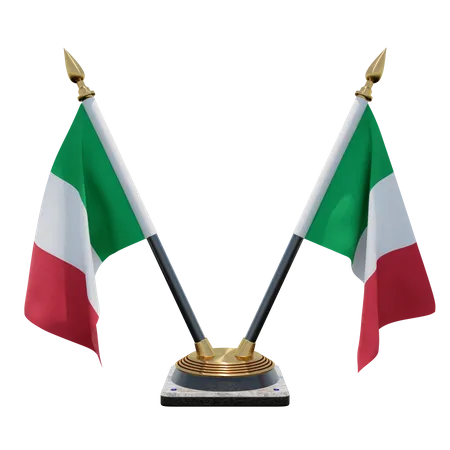 Italy Double Desk Flag Stand  3D Illustration
