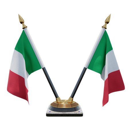 Italy Double (V) Desk Flag Stand  3D Icon