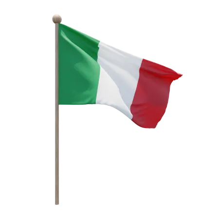 Italy Flag Pole  3D Flag