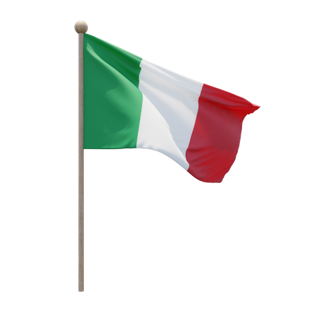 Italy Flag Pole  3D Illustration