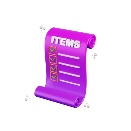 Items Checklist  3D Illustration