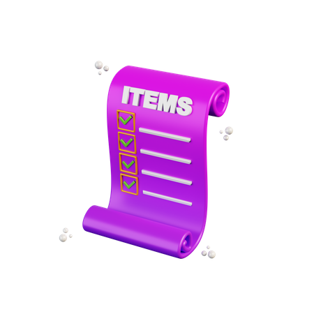 Items Checklist 3D Illustration