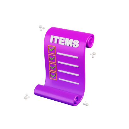 Items Checklist 3D Illustration