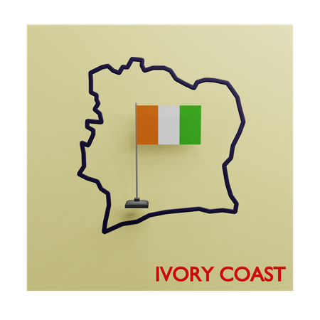 Ivory coast map  3D Icon