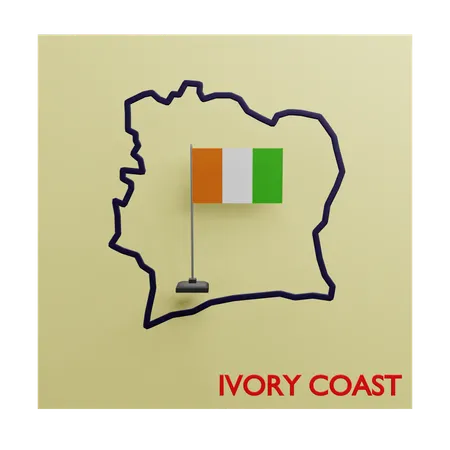 Ivory coast map  3D Icon