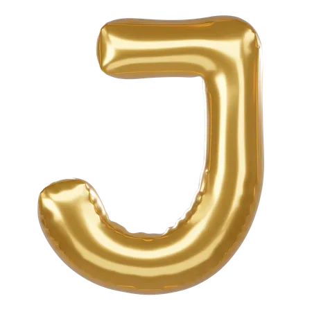 J Alphabet 3 D Illustration In Golden Balloon Style 3D Icon