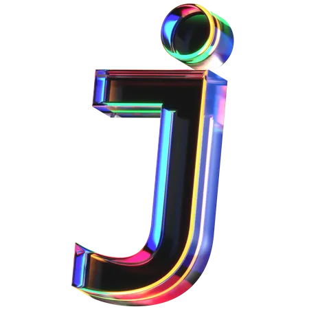3 D Icon Of A Glass Letter J 3D Icon