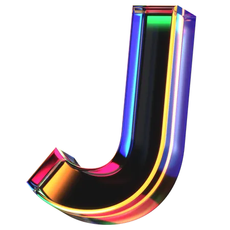 3 D Icon Of A Glass Letter J 3D Icon