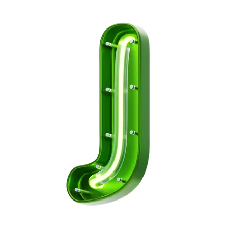 J Letter Shape Neon Text  3D Icon